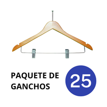 Cargar imagen en el visor de la galería, Ganchos Hoteleros de Madera para Ropa Color Natural