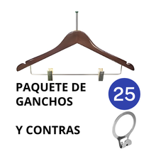 Cargar imagen en el visor de la galería, Ganchos Hoteleros de Madera para Ropa Color Caoba