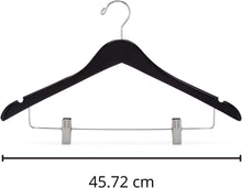 Cargar imagen en el visor de la galería, Ganchos para Ropa de Madera Color Negro Con Pinzas. Paquete con 10 Ganchos.