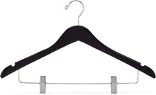 Cargar imagen en el visor de la galería, Ganchos para Ropa de Madera Color Negro Con Pinzas. Paquete con 10 Ganchos.