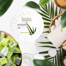 Cargar imagen en el visor de la galería, Regina Spa Therapy-Jabon Redondo Facial hecho a base de esencias Aloe Vera de 20 gr. Caja con 100 piezas Amenidades Hoteleras, Airbnb.