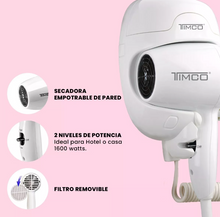Cargar imagen en el visor de la galería, Secadora De Cabello Timco® Hotelera Para Pared Empotrable Ideal Para Hotel Hs-1600 Color Blanco