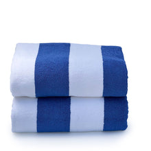 Cargar imagen en el visor de la galería, Toalla de Alberca Listada Azul Con Blanco 100% Algodón, 200 x 100 cm, 8 piezas