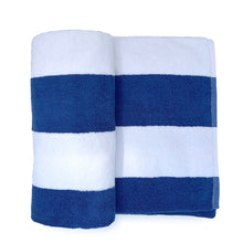 Cargar imagen en el visor de la galería, Toalla de Alberca Listada Azul Con Blanco 100% Algodón, 200 x 100 cm, 8 piezas
