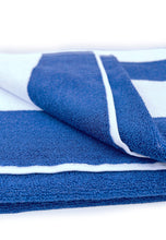 Cargar imagen en el visor de la galería, Toalla de Alberca Listada Azul Con Blanco 100% Algodón, 200 x 100 cm, 8 piezas