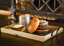 Cargar imagen en el visor de la galería, Front of the House FOH | Charola de madera rústica Asheville 13" x 9" color Cidra 4 piezas