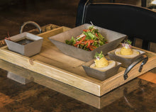 Cargar imagen en el visor de la galería, Front of the House FOH | Charola de madera rústica Asheville 13" x 9" color Cidra 4 piezas