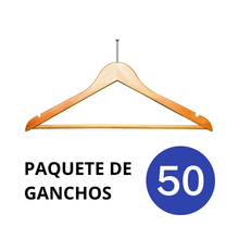 Cargar imagen en el visor de la galería, Ganchos Hoteleros de Madera para Ropa Color Natural
