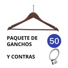 Cargar imagen en el visor de la galería, Ganchos Hoteleros de Madera para Ropa Color Caoba
