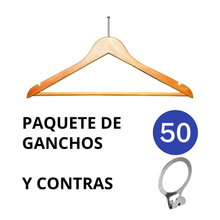 Cargar imagen en el visor de la galería, Ganchos Hoteleros de Madera para Ropa Color Natural
