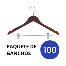 Cargar imagen en el visor de la galería, Ganchos Hoteleros de Madera para Ropa Color Caoba

