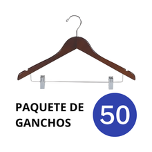 Cargar imagen en el visor de la galería, Ganchos Hoteleros de Madera para Ropa Color Caoba

