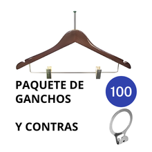 Cargar imagen en el visor de la galería, Ganchos Hoteleros de Madera para Ropa Color Caoba
