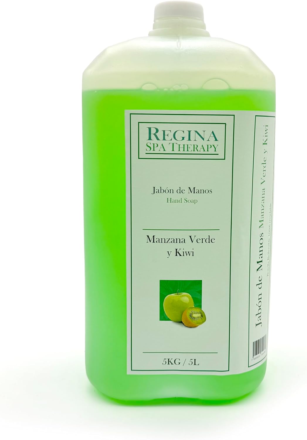 Regina Spa Therapy-Jabón para manos de uso hotelero hecho a base de esencia de Manzana verde y Kiwi. 5 litros. Suavidad Aromática: Jabón de Manos para una Experiencia Sensorial.