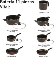 Cargar imagen en el visor de la galería, Batería de Cocina T-Fal Vital de 11 Piezas (Modelo 226100) – Antiadherente y Duradera
