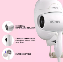 Cargar imagen en el visor de la galería, Secadora De Cabello Timco® Hotelera Para Pared Empotrable Ideal Para Hotel Hs-1600 Color Blanco
