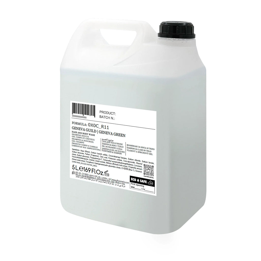 Geneva Green Hair & Body Wash Refill 5L | Shampoo y Gel 2 en 1 | Caja 2 Pzas